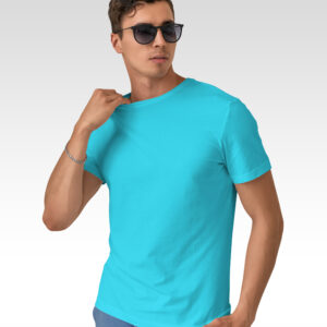 Aqua Blue Plain T-Shirt – Regular Fit
